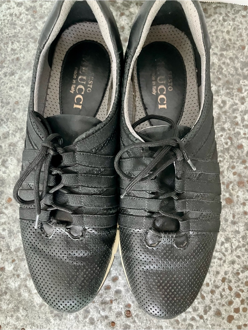 Sesto Meucci Shoes Black Perforated Leather Sneakers Size 7 - Picture 11 of 13